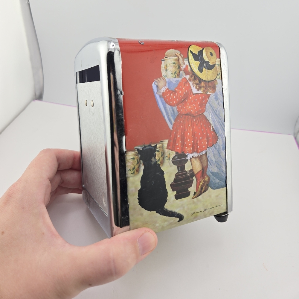 Napkins Holder, Vintage Decor Editions Clouet Decorative Tin Box